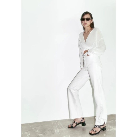 ZARA BLOCK HEEL LEATHER SANDALS SIZE EU 37/ 6.5 US - Picture 3 of 8